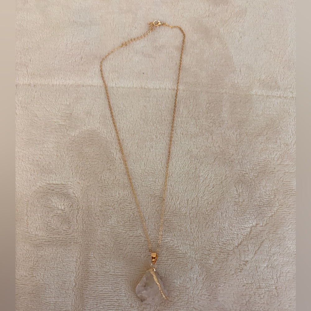 Clear Quartz Necklace ✧ Raw Crystal Pendant on Stainless Steel Chain ✧ Healing